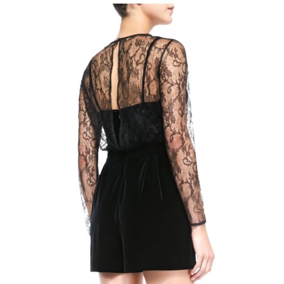 Ali Ro Pants - Ali Ro Velvet & Lace Bardot Romper